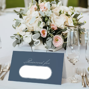 Cartão De Mesa Marinho De Caligrafia Elegante Reservado