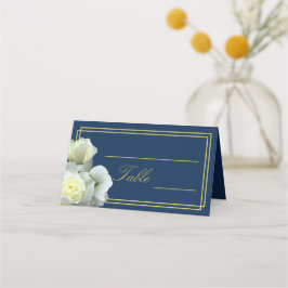 Cartão De Mesa Marinho Elegante Azul Dourado Cor Branca Dupla Mol