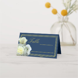 Cartão De Mesa Marinho Elegante Azul Dourado Cor Branca Dupla Mol