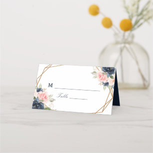 Cartão De Mesa Marinho floral e casamento geométrico com cores aq