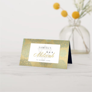 CARTÃO DE MESA MARINHO LUX DOURADO DAHLIA FLORA BAR BAT MITZVAH