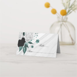 Cartão De Mesa mármore floral branco preto e branco