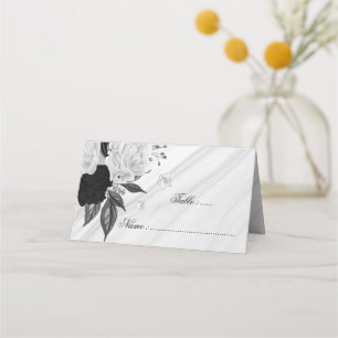 Cartão De Mesa mármore floral preto e branco