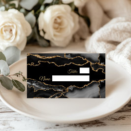 Cartão De Mesa Mármore Moderno Azul e Dourado de Ágata