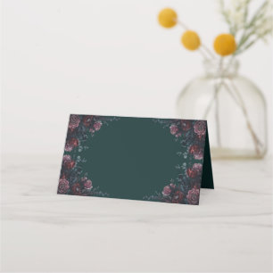 Cartão De Mesa Maroon de Casamento Elegante Gótico da Floresta Ne
