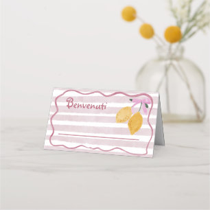 Cartão De Mesa Meninas Listras Rosa Água-forte Nome