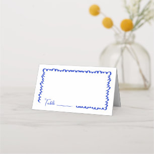 Cartão De Mesa Mesa de Casamento Azul de Brincadeira Desenhada à 