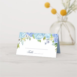 Cartão De Mesa Mesa de Casamento Blue Hydrangea Floral Greenery