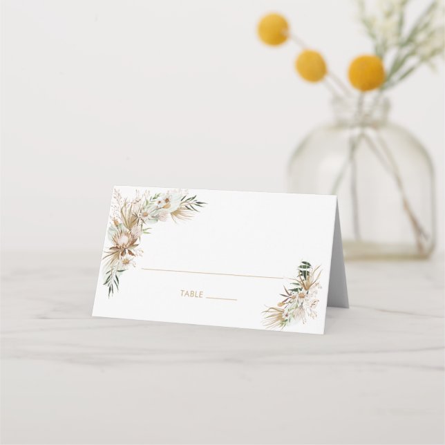 Cartão De Mesa Mesa de Casamento Boho Dourada e Verde (Frente)
