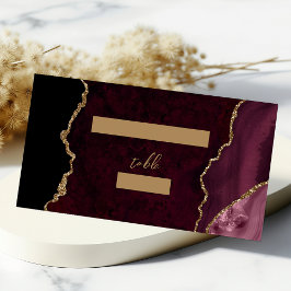 Cartão De Mesa Mesa de Casamento Burgundy Gold Agate Script