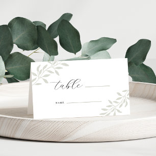 Cartão De Mesa Mesa de Casamento com Verde Folhagem de Salvia Ele