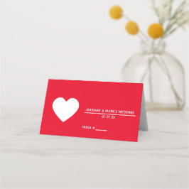 Cartão De Mesa Mesa de Casamento Coração Vermelho Branco