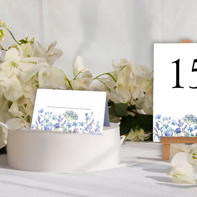 Cartão De Mesa Mesa de Casamento de DTECND Floral Periwinkle Wild (Wedding Table Place Card from my Lilac + Periwinkle Wildflower Wedding Collection)