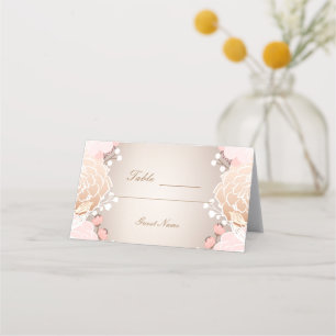 Cartão De Mesa Mesa de Casamento de Flores Florais Rosa e Dourado