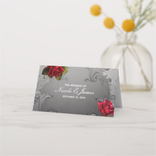 Cartão De Mesa Mesa de casamento de rosas vermelhas ornamentais p