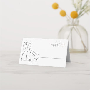 Cartão De Mesa Mesa de Casamento de Vestidos e Tux B&W Elegante