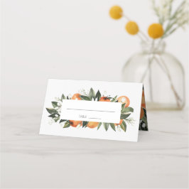 Cartão De Mesa Mesa de Casamento do Flor Laranja-Laranja-Aquarela