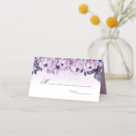 Cartão De Mesa Mesa de Casamento Elegante Floral Púrpura da Aquar