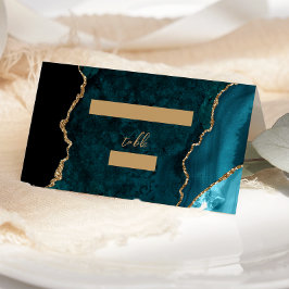 Cartão De Mesa Mesa de casamento em azul turquesa com ágata e dou
