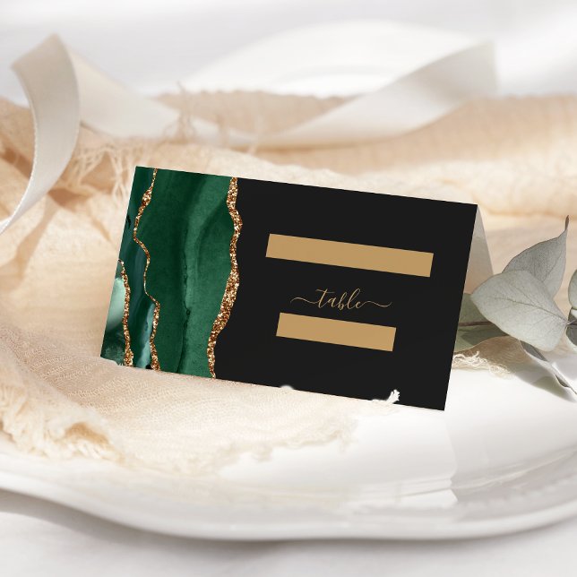 Cartão De Mesa Mesa de Casamento Esmeralda Verde Ouro Ágata Moder (Criador carregado)