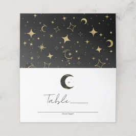 Cartão De Mesa Mesa de Casamento Estrelas Lua Celestial Preto e D