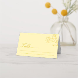 Cartão De Mesa Mesa de Casamento Floral Amarelo Manteiga Moderna