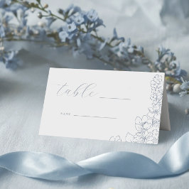 Cartão De Mesa Mesa de Casamento Floral Azul Delicada