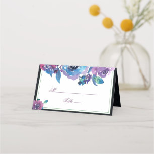 Cartão De Mesa Mesa de Casamento Floral de Crepúsculo Azul Elegan