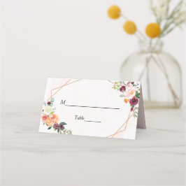 Cartão De Mesa Mesa de Casamento Floral de Frame Geométrico Brigh