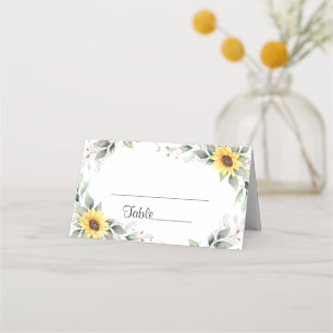 Cartão De Mesa Mesa de Casamento Floral Elegante Girassóis Verde