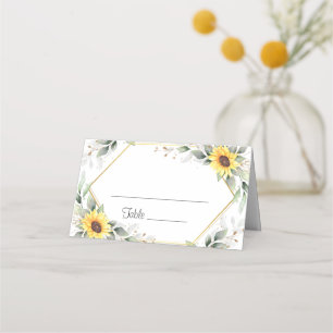 Cartão De Mesa Mesa de Casamento Floral Elegante Girassóis Verde