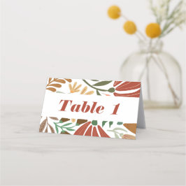 Cartão De Mesa Mesa De Casamento Floral Moderno Boho Terracotta