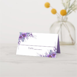 Cartão De Mesa Mesa De Casamento Floral Roxo Elegante