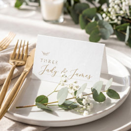 Cartão De Mesa Mesa de Casamento Minimalista Neutra Dourada Branc