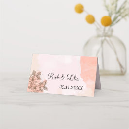 Cartão De Mesa Mesa de Casamento Personalizado da Flor Marrom Ele