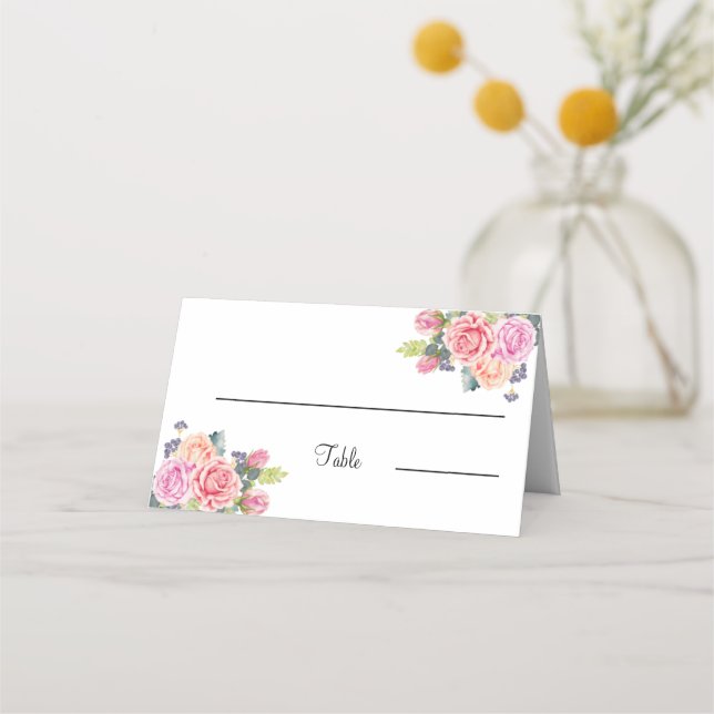 Cartão De Mesa Mesa de Casamento Personalizado da Flor Rosa Elega (Frente)
