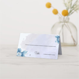Cartão De Mesa Mesa de Casamento Personalizado de Flor Azul Elega