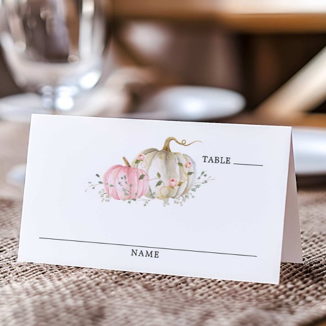 Cartão De Mesa Mesa de Chá de fraldas de Abóbora (Pink Pumpkin Baby Shower Escort Card)