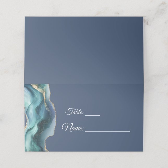 Cartão De Mesa Mesa de Formatura Azul e Dourada Moderna (Exterior/Desdobrado)