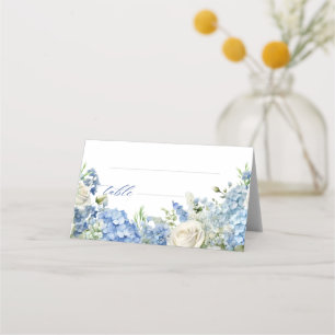 Cartão De Mesa Mesa de Rosas Brancas do Jardim Azul Inglês Hydran