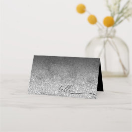 Cartão De Mesa Mesa de Roteiro Limpo Simples Prateado Brilhante