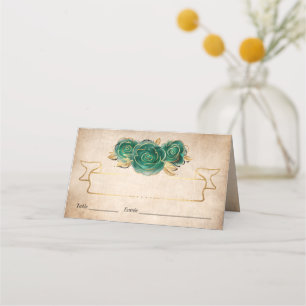 Cartão De Mesa Mesa Dobrável Elegante Verde Dourado Rosa Pergamin