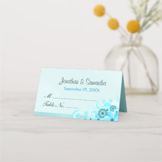 Cartão De Mesa Mesa Floral Azul Aqua Azul de Hibiscus