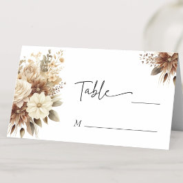Cartão De Mesa Mesa Floral Neutral de Boho Rustic