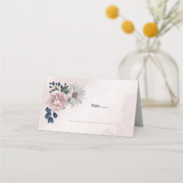 Cartão De Mesa mesa floral romântica azul-rosa e branca