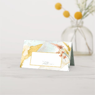 Cartão De Mesa Mesa Watercolor Dourada de Casamento de Flores Sel