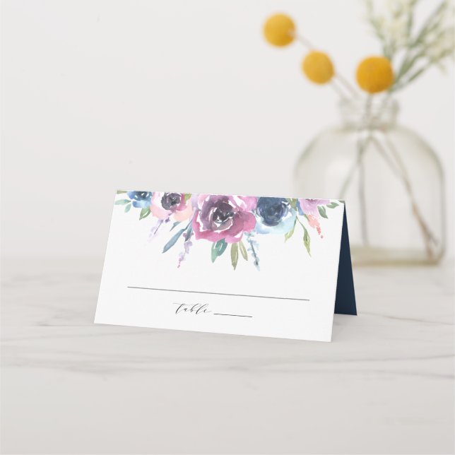 Cartão De Mesa Midnight Blooms | Casamento (Frente)