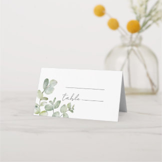 Cartão De Mesa Minimal Eucalyptus Watercolor Wedding