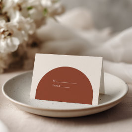 Cartão De Mesa Minimalist Burnt Orange Rustic Boho Arch Wedding