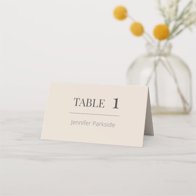 Cartão De Mesa Minimalist Wedding Place Cards Soft Latte (Frente)